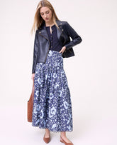 Ann Taylor Subdued Navy Weekend Floral Tiered Skirt