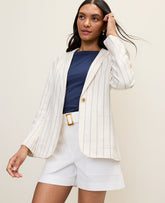 Ann Taylor Ocean Oasis Weekend Striped Blazer in Linen Blend