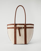 Ann Taylor Midnight Mahogany Belted Canvas Tote