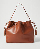 Ann Taylor Brown Toffee Weekend Drawstring Bucket Bag