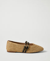 Ann Taylor Natural Weekend Studded Straw Mary Jane Flat