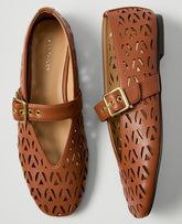 Ann Taylor Smoked Paprika Weekend Leather Mary Jane Ballet Flat