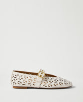 Ann Taylor Winter White Weekend Leather Mary Jane Ballet Flat