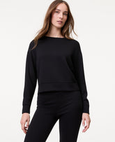 Ann Taylor Black Petite Weekend Crew Neck Sweatshirt in CloudPlush