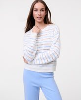 Ann Taylor Daybreak Dew Petite Weekend Striped Pointelle Sweater