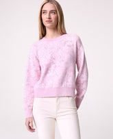 Ann Taylor Corsage Pink Petite Weekend Floral Jacquard Crew Neck Sweater
