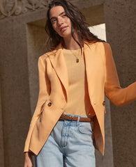 Ann Taylor Tropical Papaya The Petite Cutaway Blazer in Linen Blend