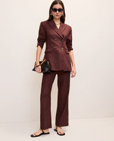 Ann Taylor Rich Walnut The Petite Flare Ankle Pant in Linen Blend