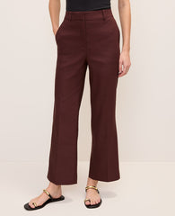 Ann Taylor Rich Walnut The Petite Flare Ankle Pant in Linen Blend