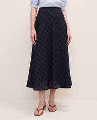 Ann Taylor Night Sky Petite Eyelet Full Midi Skirt