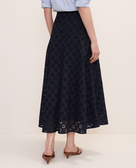 Ann Taylor Night Sky Petite Eyelet Full Midi Skirt
