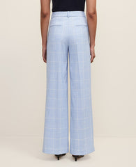 Ann Taylor Blue/Neutral The Petite Wide-Leg Pant in Windowpane