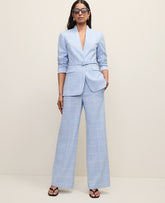 Ann Taylor Blue/Neutral The Petite Collarless Belted Blazer in Windowpane