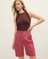 Ann Taylor Rose Clay The Petite Pleated Bermuda Short