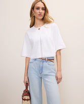 Ann Taylor White Petite Crew Neck Sweater Cape