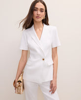 Ann Taylor White The Petite Short Sleeve Blazer in Linen Blend