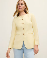 Ann Taylor Yellow Buttercream The Petite Cutaway Jacket in Linen Blend