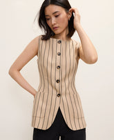Ann Taylor Warm Burlap The Petite Striped Long Vest