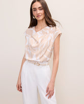 Ann Taylor Sail Cloth Floral Mixed Media Cowl Neck Top