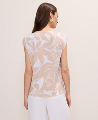 Ann Taylor Sail Cloth Floral Mixed Media Cowl Neck Top