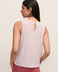 Ann Taylor Winter White Mixed Media Lace Trim Top