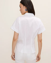 Ann Taylor White Pleated Collared Blouse
