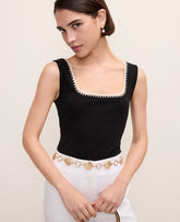 Ann Taylor Black Crochet Trim Tank Top