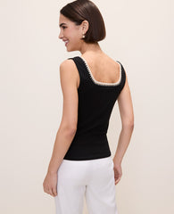 Ann Taylor Black Crochet Trim Tank Top