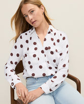 Ann Taylor White Polka Dot Camp Shirt