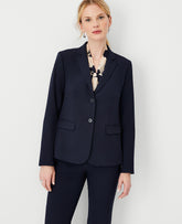 Ann Taylor Deep Navy Sky The Notched Two Button Blazer in Seasonless Stretch - Curvy Fit
