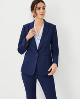 Ann Taylor Pure Sapphire The Long Single Button Blazer in Bi-Stretch