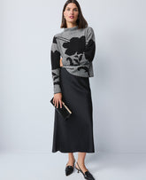 Ann Taylor Black Satin Bias Midi Slip Skirt