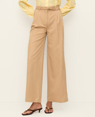 Ann Taylor Classic Tan The Belted Wide-Leg Ankle Pant