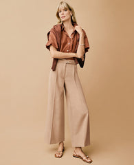 Ann Taylor Classic Tan The Belted Wide-Leg Ankle Pant