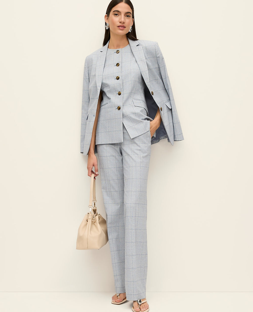 Ann Taylor Blue/White Combo The Mid Rise Trouser in Plaid