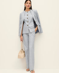 Ann Taylor Blue/White Combo The Mid Rise Trouser in Plaid