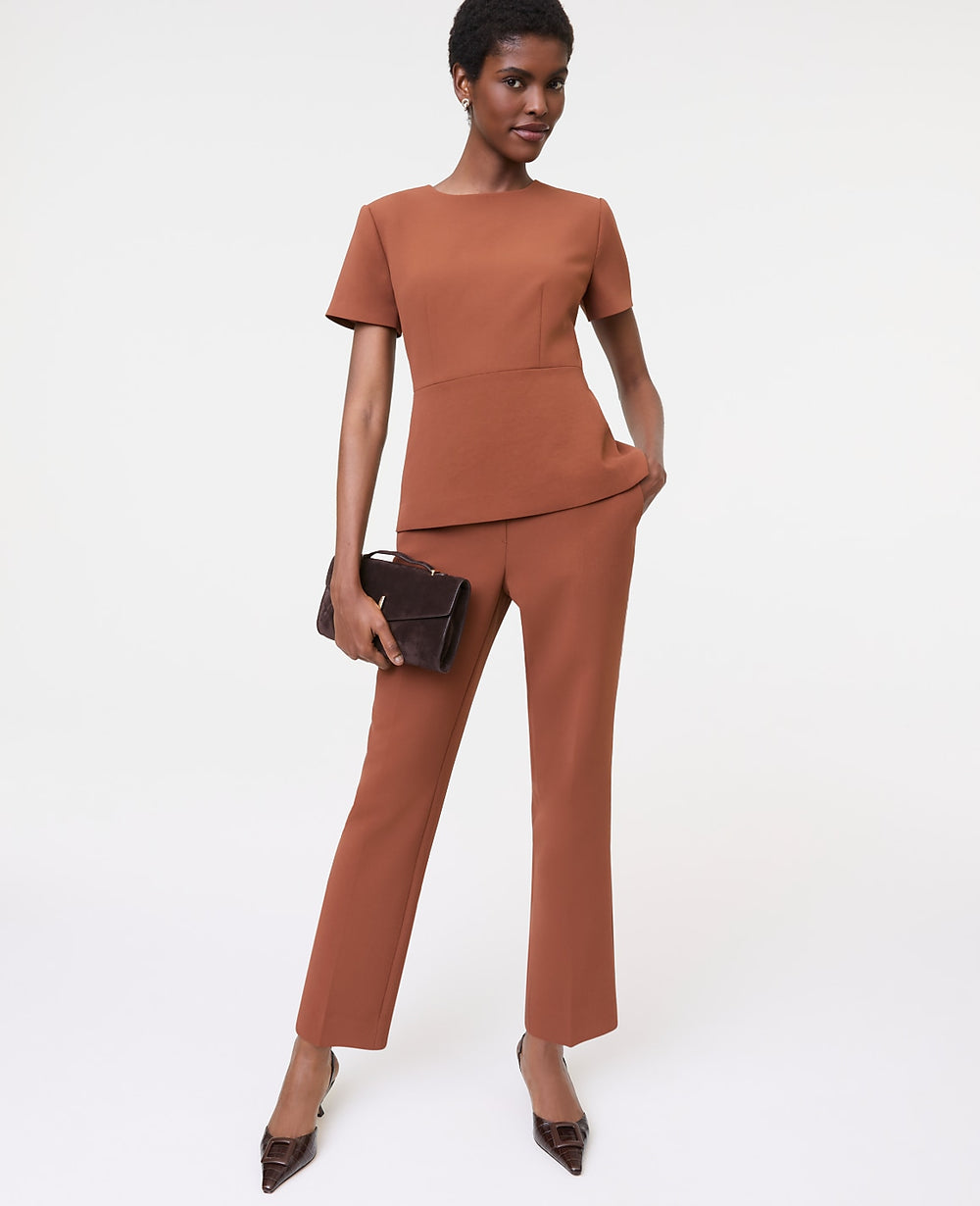 Ann Taylor Tortoise Shell Brown The Relaxed Ankle Pant in Textured Crepe