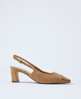 Ann Taylor Sesame Cap Toe Suede Slingback Pump