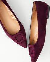 Ann Taylor Rich Cranberry Suede Buckle Flat