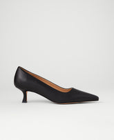 Ann Taylor Black Leather Nip Toe Kitten Heel Pump