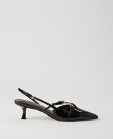 Ann Taylor Black Strappy Pointy Toe Patent Pump