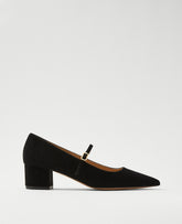 Ann Taylor Black Suede Pointy Toe Block Heel Pump
