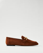 Ann Taylor Spice Brown Hardware Embellished Suede Loafer