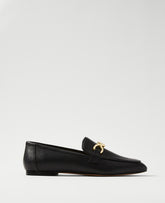 Ann Taylor Black Hardware Embellished Leather Loafer