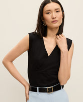Ann Taylor Black Crossover V-Neck Shell