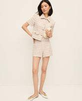 Ann Taylor Pale Sandalwood The Side-Zip Short in Houndstooth Tweed