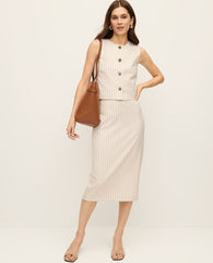 Ann Taylor Cream Multi Pinstripe The Clean Pencil Skirt in Pinstripe