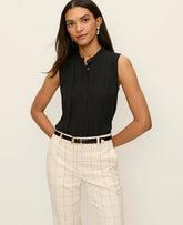 Ann Taylor Black Pintucked Sleeveless Shirt