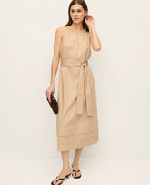 Ann Taylor Cool Sesame Halter Flare Midi Dress