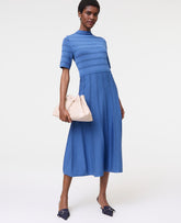 Ann Taylor Electric Periwinkle Pointelle Mock Neck Sweater Dress